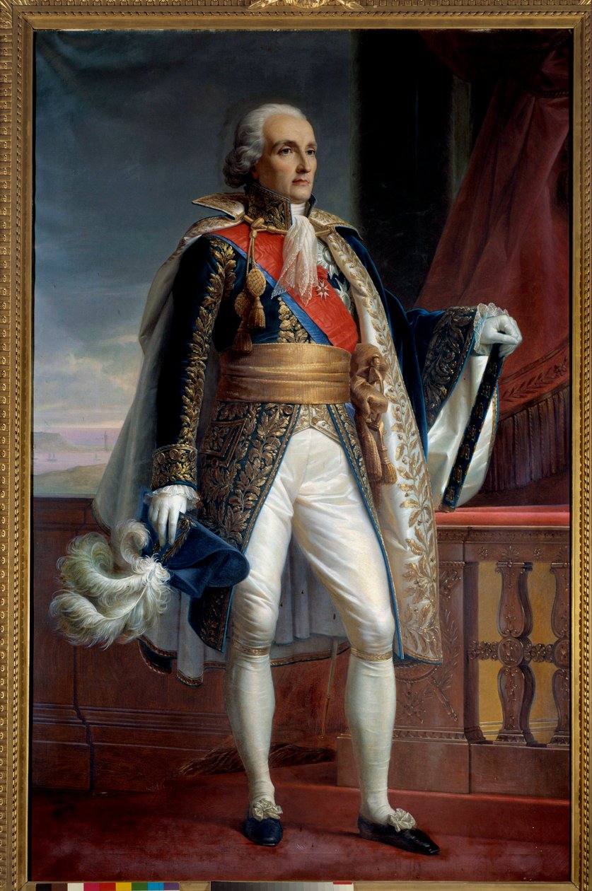 Portrét Bon Adrien Jannot de Moncey, vévoda z Conegliano (1754-1842), Marechal of Empire v roce 1804, guvernér Invalidovny v letech 1833 až 1842 Anonymní obraz. Slunce 1806. 2,15x1,33 m Paříž, Musee de l