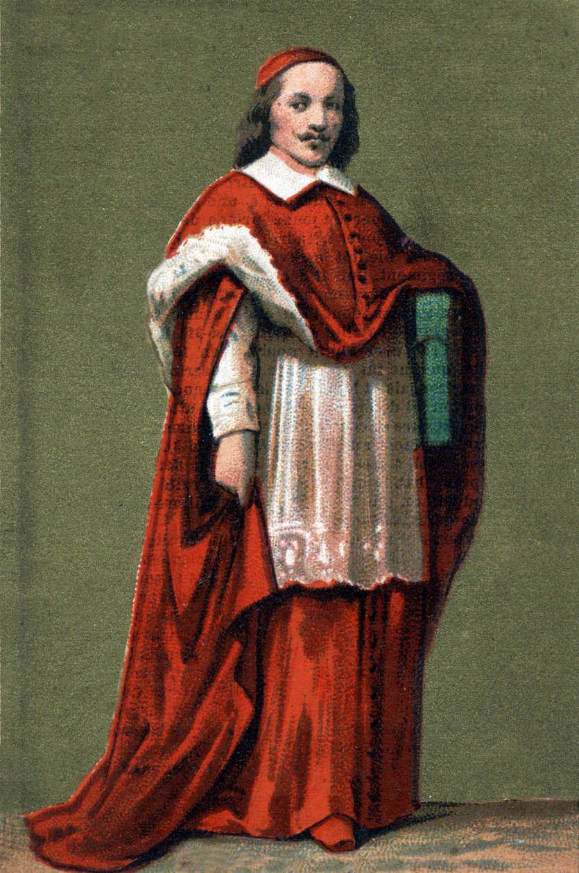 Portrét kardinála Julese Mazarina (Giulio Raimondo Mazzarino nebo Mazarino) (1602-1661), rytina z roku 1854. od Unknown artist