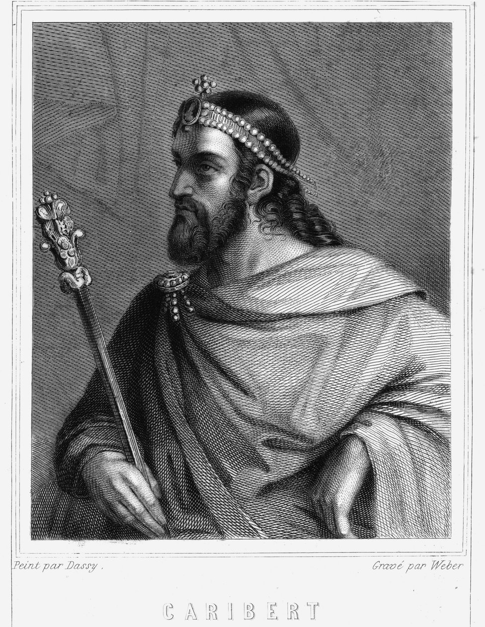 Portrét Cariberta (? -?), krále Paříže (561 - 567) - v „“ Histoire des Français““ od Lavallée, rytina, sd. od Unknown artist