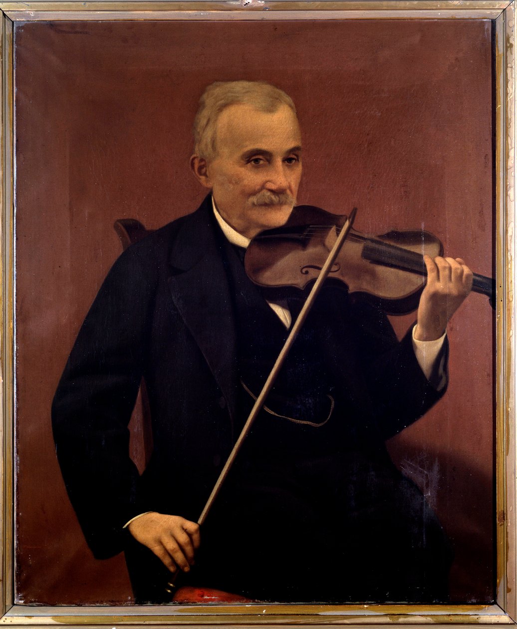 Portrét Cesare Emilianiho, italského houslisty (malba od Unknown artist