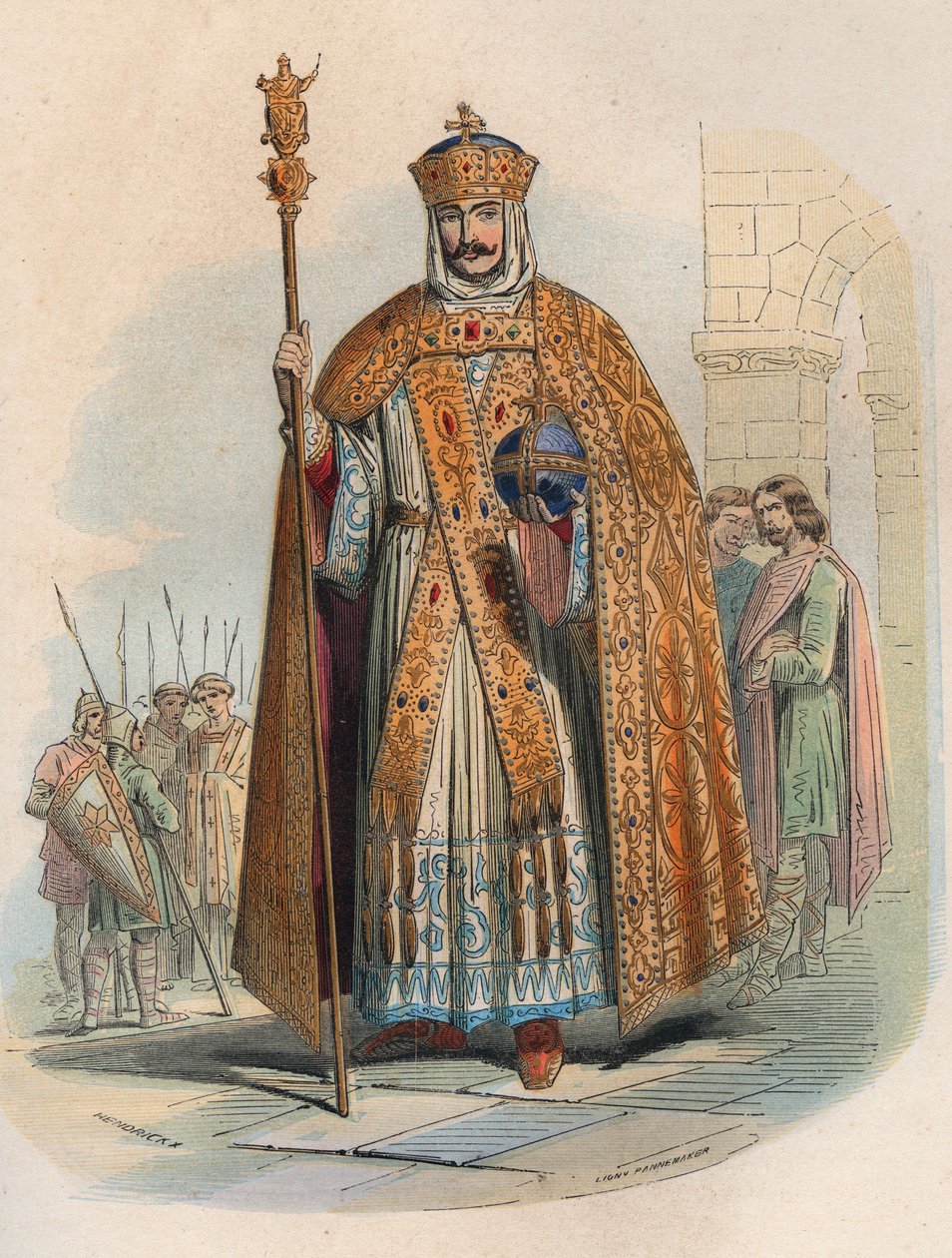 Portrét Karla Velikého (742-814), krále Francie. Rytina z roku 1868 v „Histoire de Belgique od primitivních dob do konce vlády Leopolda I.““ od Theodora Justeho (1818-1888). Soukromá sbírka. od Unknown artist