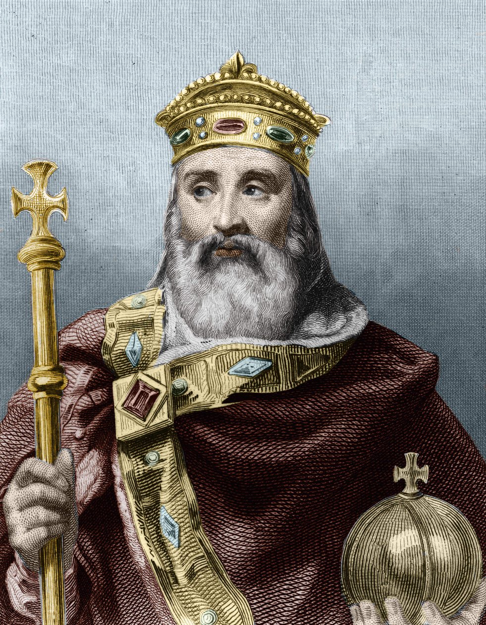 Portrét Karla Velikého (742 - 814), krále Francie - v Histoire des Français od Lavallée, rytina, nd. od Unknown artist