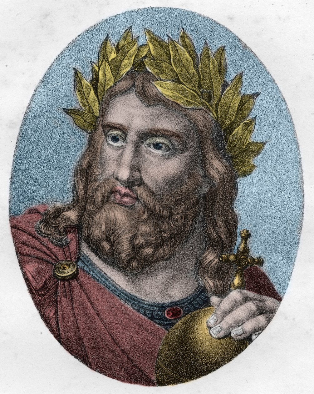 Portrét Karla Velikého (Karel I. Veliký, Carolus Magnus, 742-814), Král Franků - Karel Veliký, Král Franků - rytina od Unknown artist