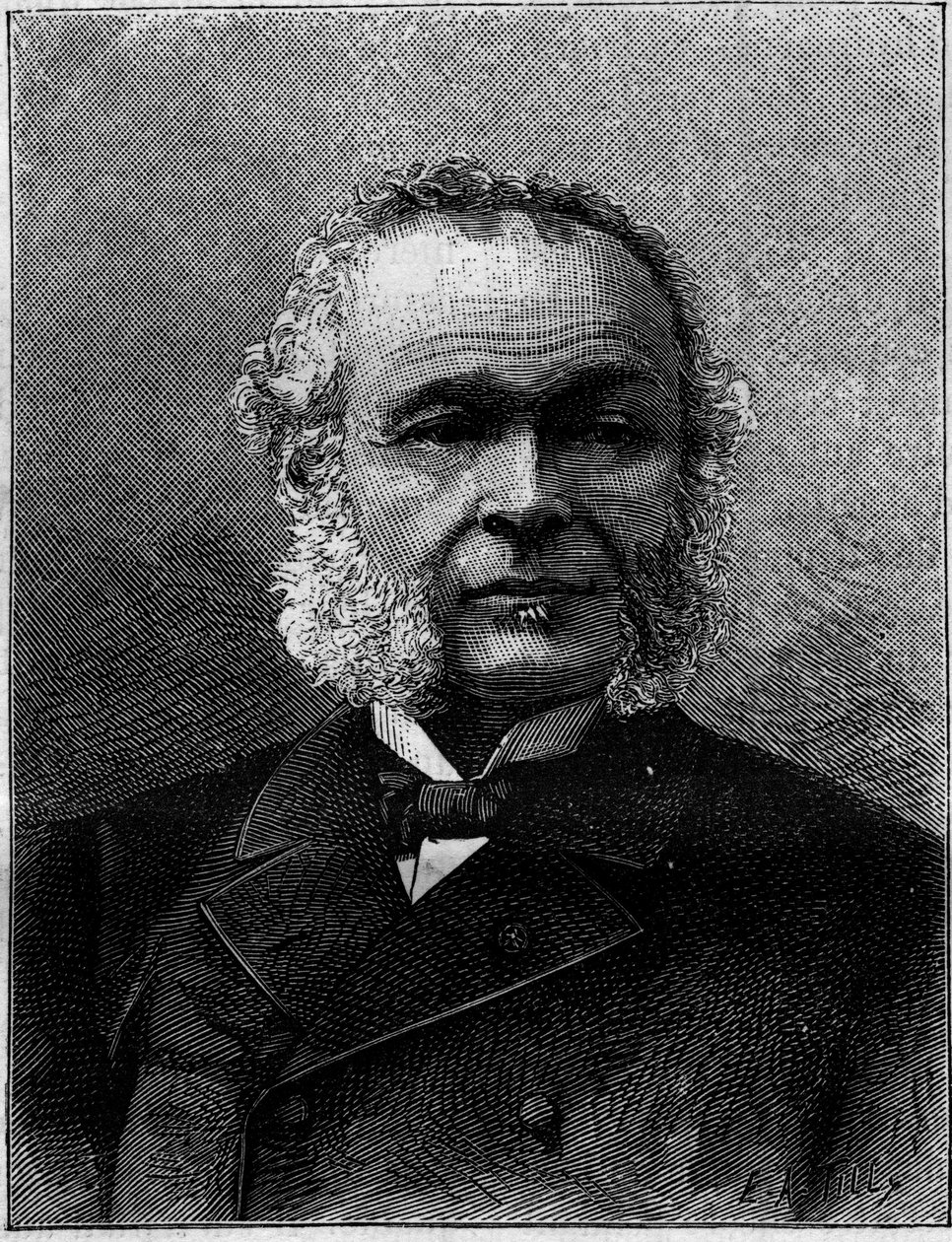 Portrét Charlese Adolpha Wurtze (1817-1884), francouzského chemika a učitele. Gravírování v „“Přírodě. Přehled vědy a jejích aplikací v umění a průmyslu. 1884 od Unknown artist
