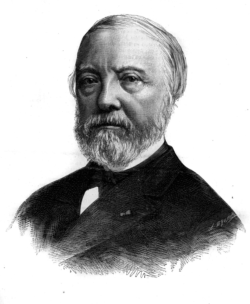 Portrét Charlese Blanca (1813-1882), francouzského uměleckého kritika a akademika. Pásová rytina v „“ Le Monde Illustré““ č. 1294 ze dne 21. ledna 1882. od Unknown artist
