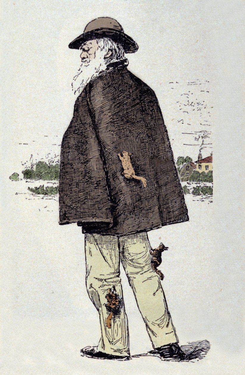 Portrét Charlese Darwina (1809-1882) hrajícího si s veverkami. od Unknown artist
