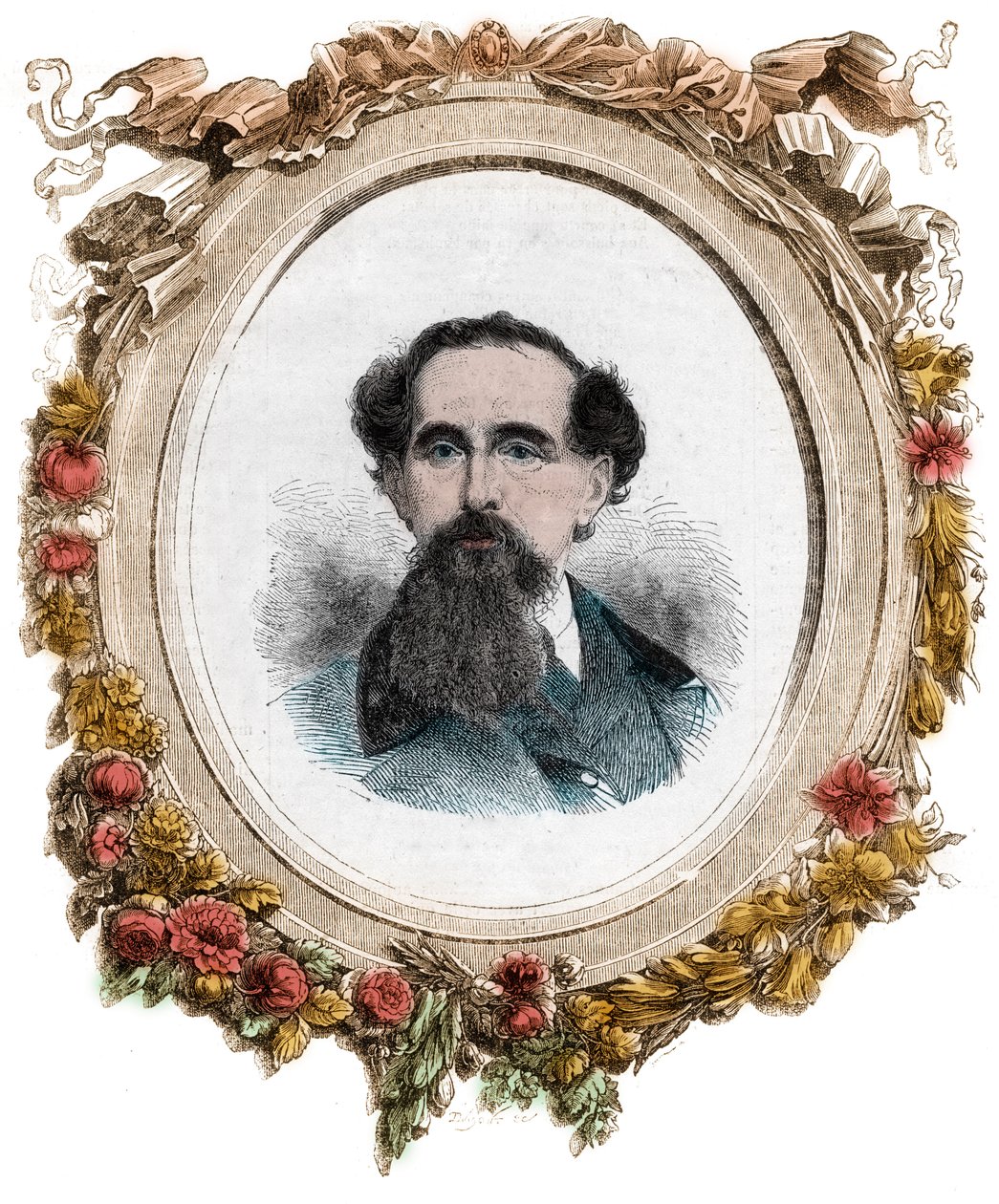 Portrét Charlese Dickense (1812-1870) anglický romanopisec, rytina od Unknown artist