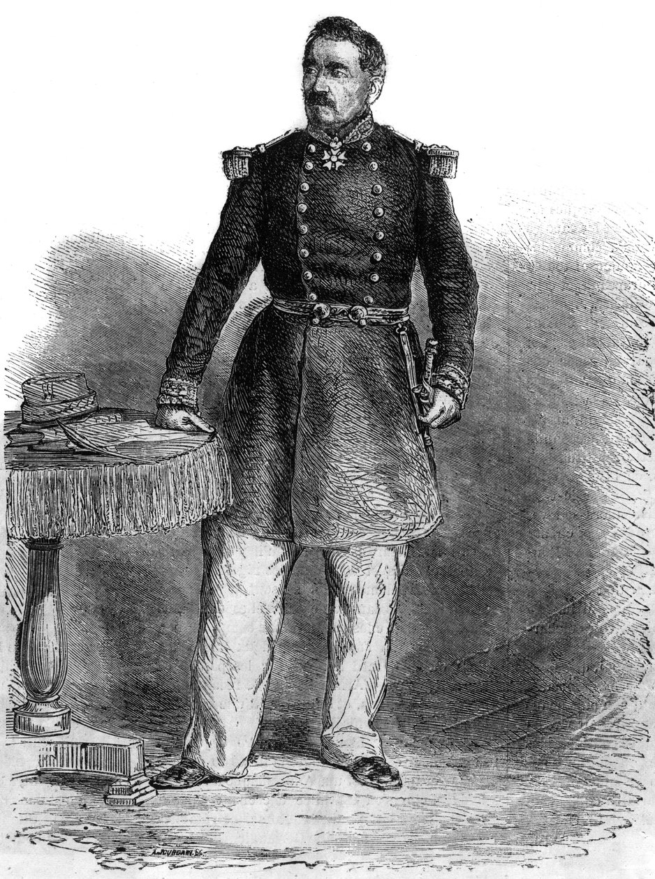 Portrét Charlese Guillauma Marie Appollinaire Antoine Cousin Montauban, hrabě z Palikao (1796-1878) - anglický generál a státník - rytina od Unknown artist
