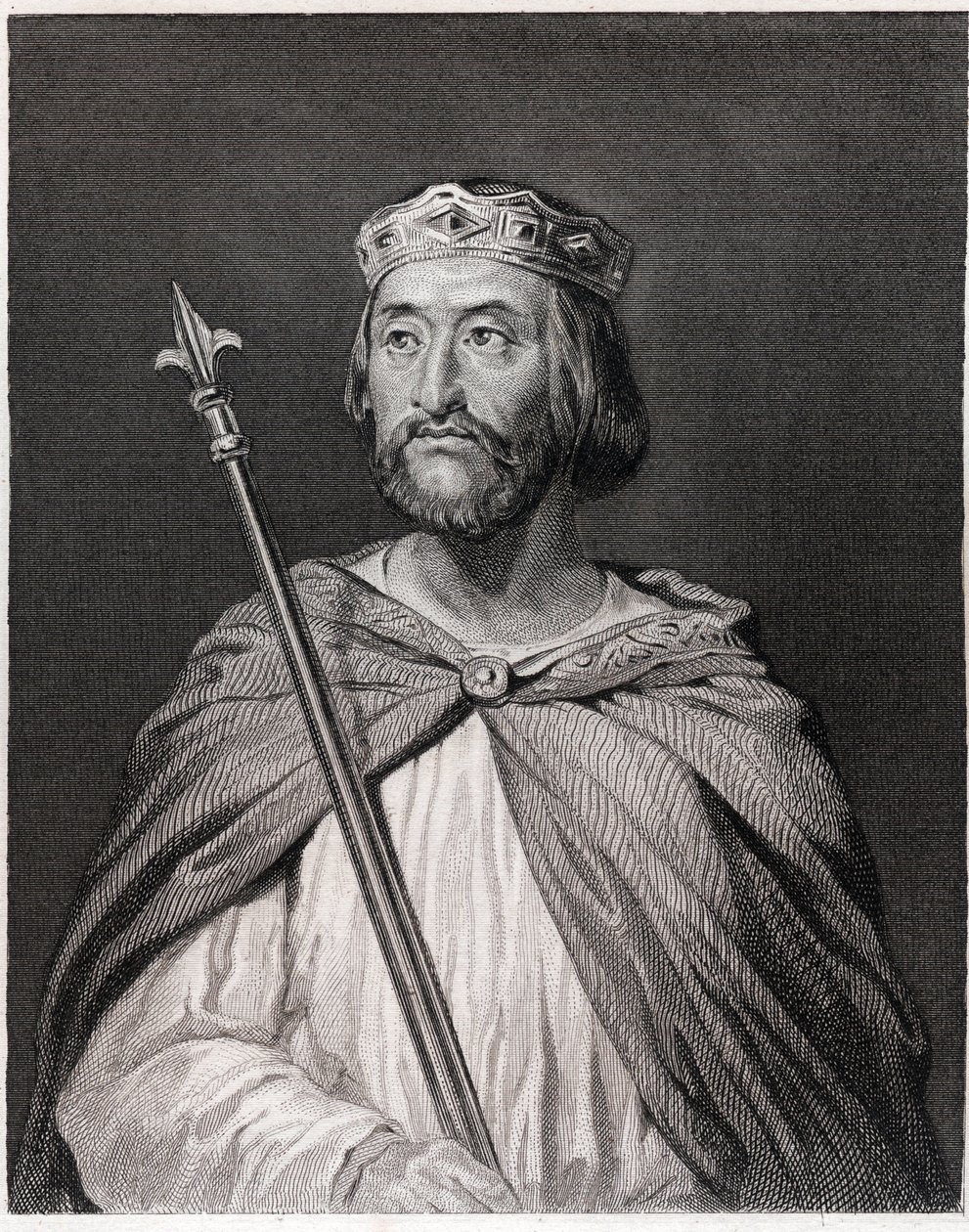 Portrét Karla III. dit le Simple (879 - 929), krále Francie (898 - 929) - v „Histoire des Français“ od Lavallée, rytina, sd. od Unknown artist