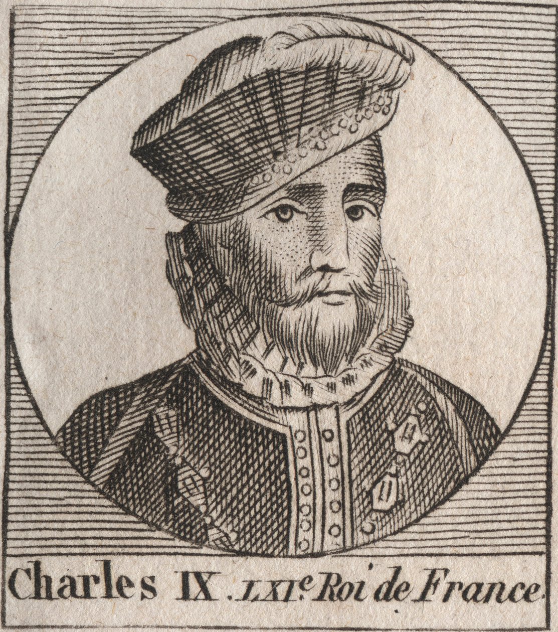 Portrét Karla IX. (1550-1574), francouzského krále - Karel IX. francouzský král v letech 1560 až 1574 - rytina z „Instruction sur l