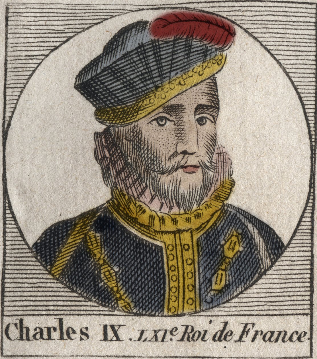 Portrét Karla IX. (1550-1574), francouzského krále - Karel IX. francouzský král v letech 1560 až 1574 - rytina z „Instruction sur l
