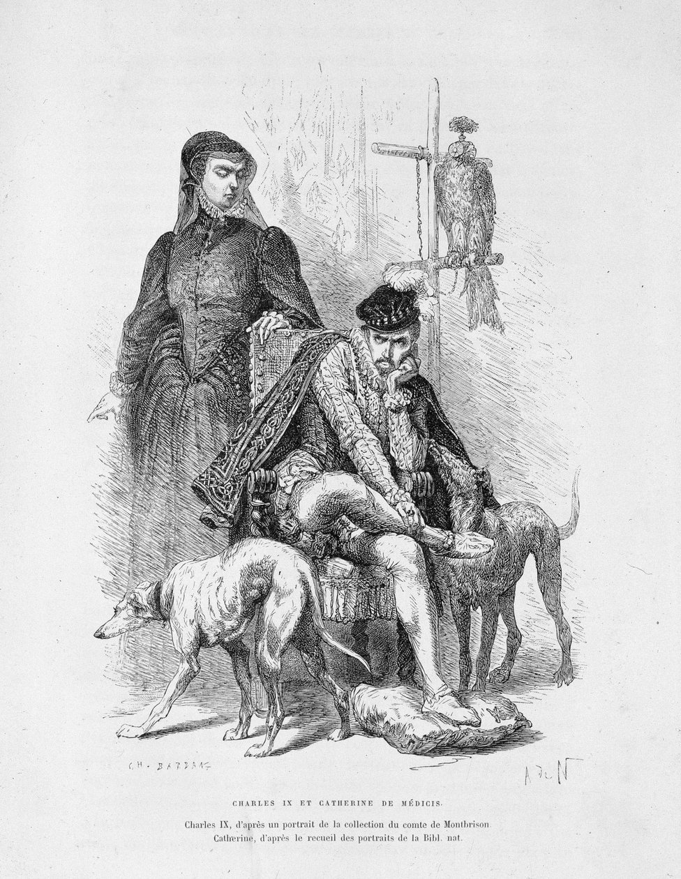 Portrét Karla IX. a Kateřiny Medicejské (Caterina de Medici) - v „Histoire de France“ od Guizota od Unknown artist