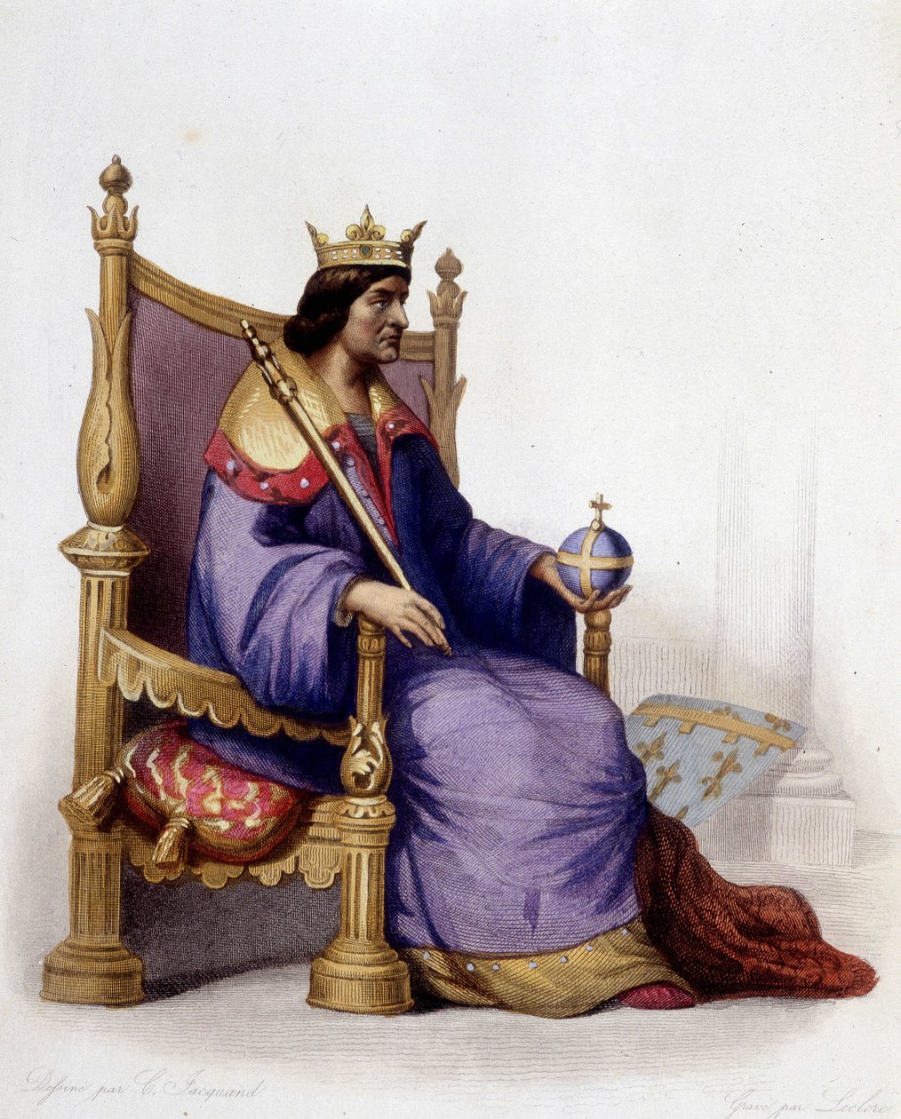 Portrét Karla I. z Anjou (1227-1285) - v „“ Le Plutarque francais““, ed. Mennechet od Unknown artist