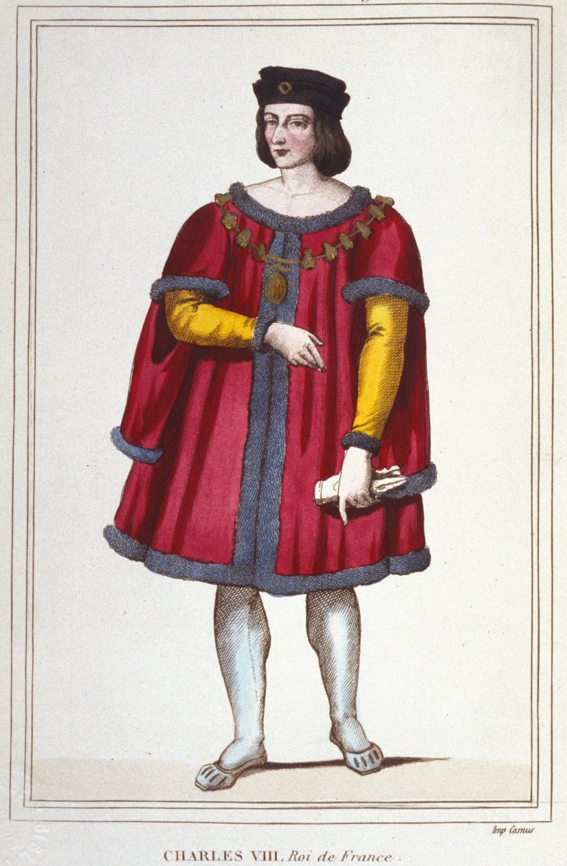 Portrét Karla VIII. (1470 - 1498), francouzského krále, rytina z roku 1830 od Unknown artist