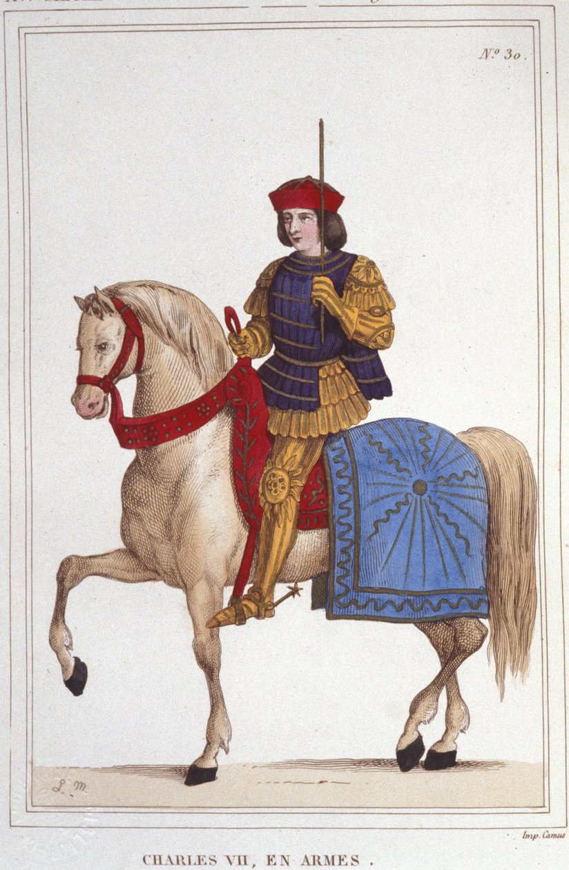 Portrét Karla VII. (1403 - 1461), francouzského krále, rytina z roku 1830 od Unknown artist