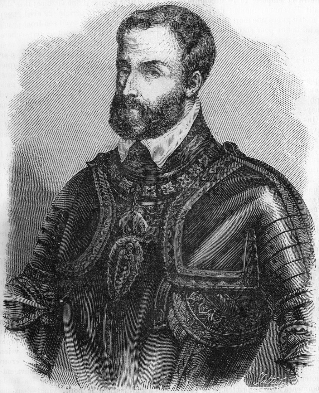 Portrét Karla V. (1500-1558), císaře Svaté germánské říše v letech 1519 až 1556. Rytina z 19. století. od Unknown artist