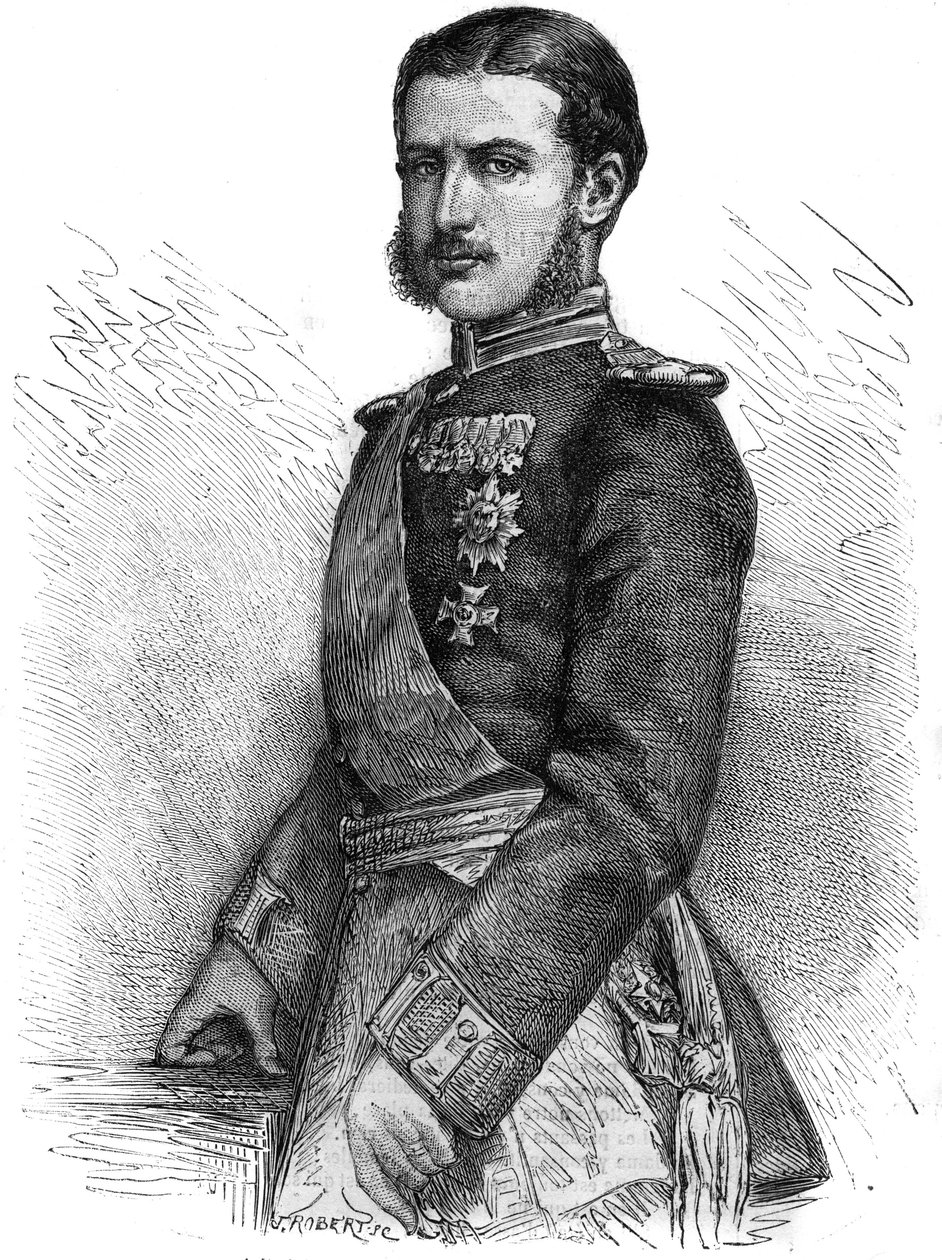 Portrét Charlese de Hohenzollern (1839-1914), znovuzískajícího rumunského prince, poté krále Karla I. (Carol I) – rytina v „“The Illustrous Journal““ od Unknown artist