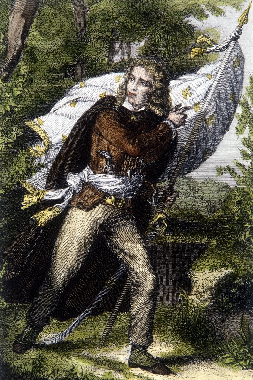 Portrét šéfkuchaře Chouana Jacquese Cathelineaua (1759-1793) nesoucího prapor s květy lilií od Unknown artist