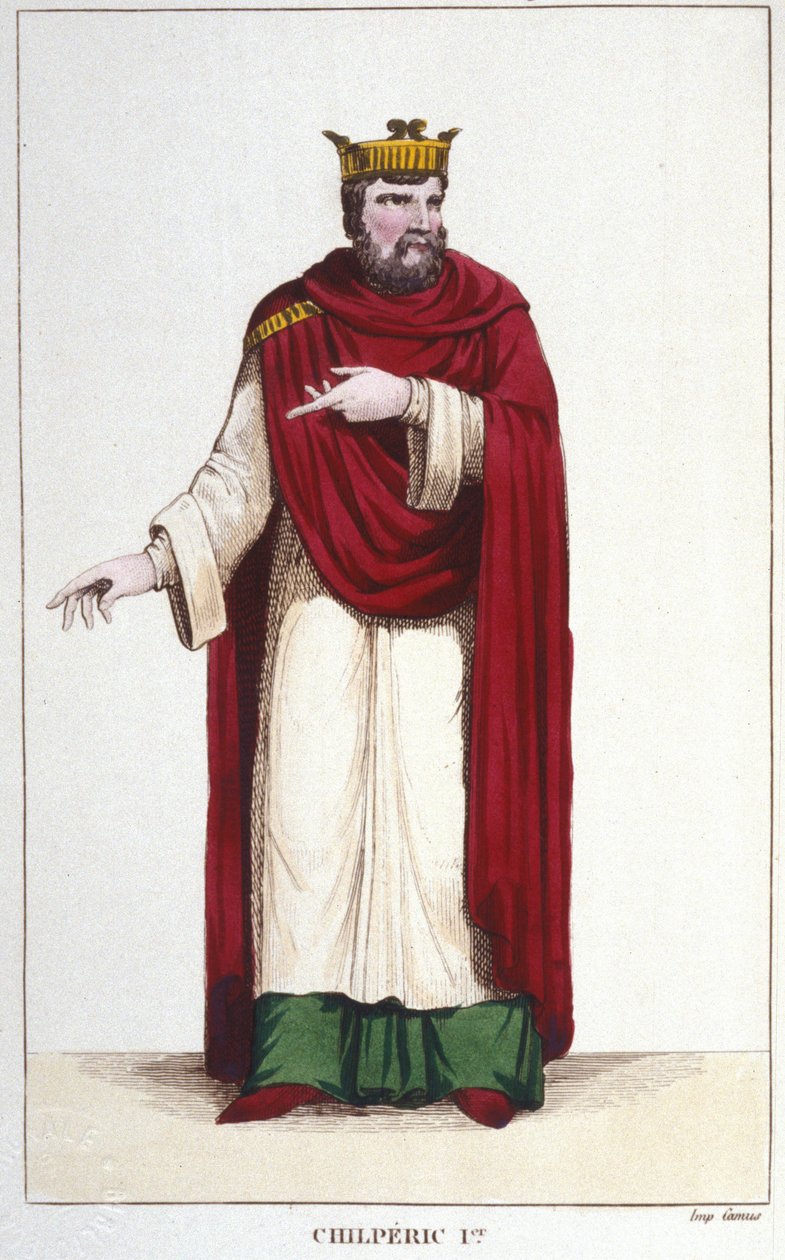 Rytina Portrét Chilperica I. (539 - 584), krále Neustrije 1830 od Unknown artist