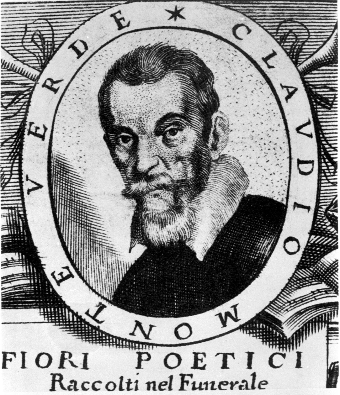 Portrét Claudia Monteverdiho (1567 - 1643) podle frontispisu Fiori poetici sebraného na pohřbu velmi proslulého a velmi ctihodného signora Claudia Monteverdiho, vydaný v Benátkách v roce 1644. od Unknown artist