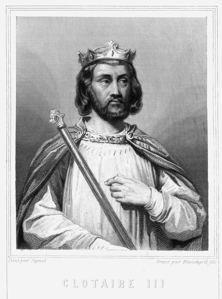 Portrét Clotaire (Clothaire) III (652 - 673), krále Neustrije a Burgundska - v „Histoire des Français““ od Lavallée, rytina, sd. od Unknown artist