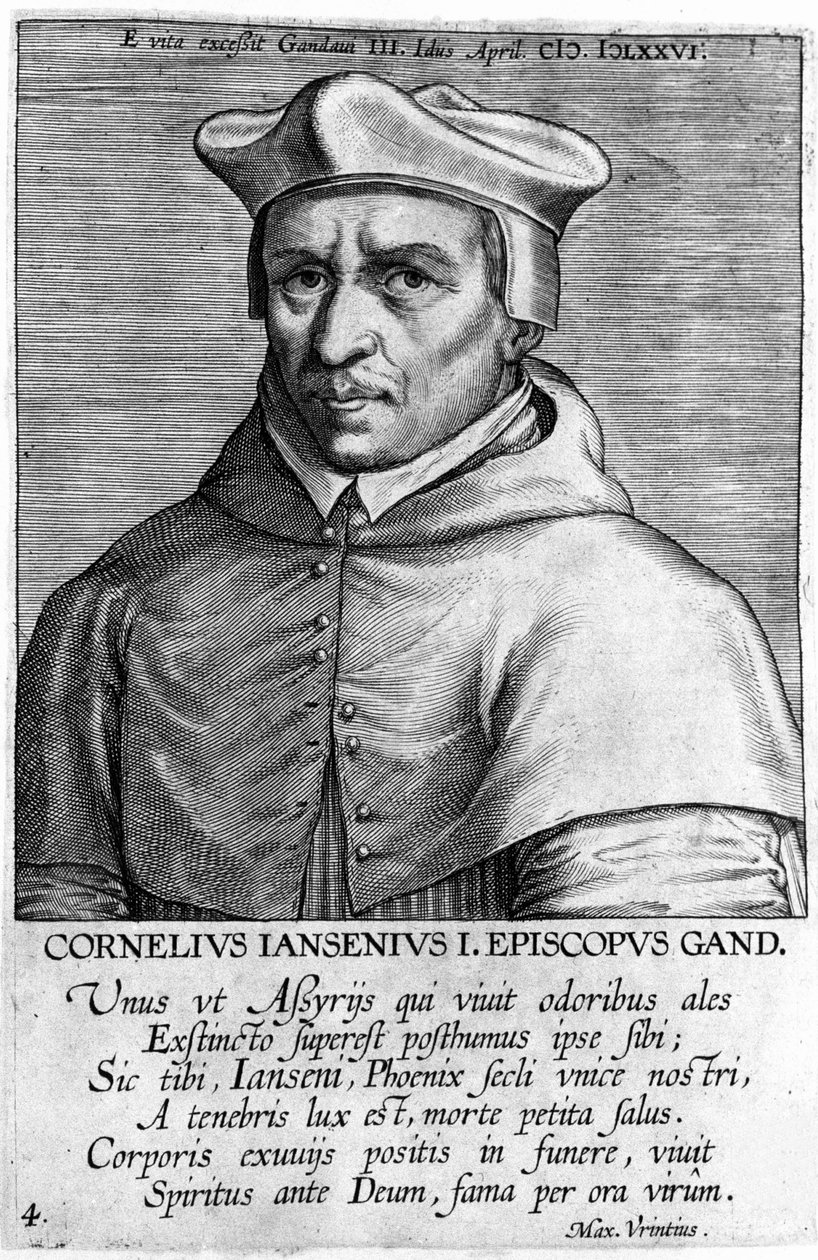Portrét Cornelia Jansena, dit Jansenius (1585-1638), zakladatele jansenismu. Rytina 17. století. od Unknown artist