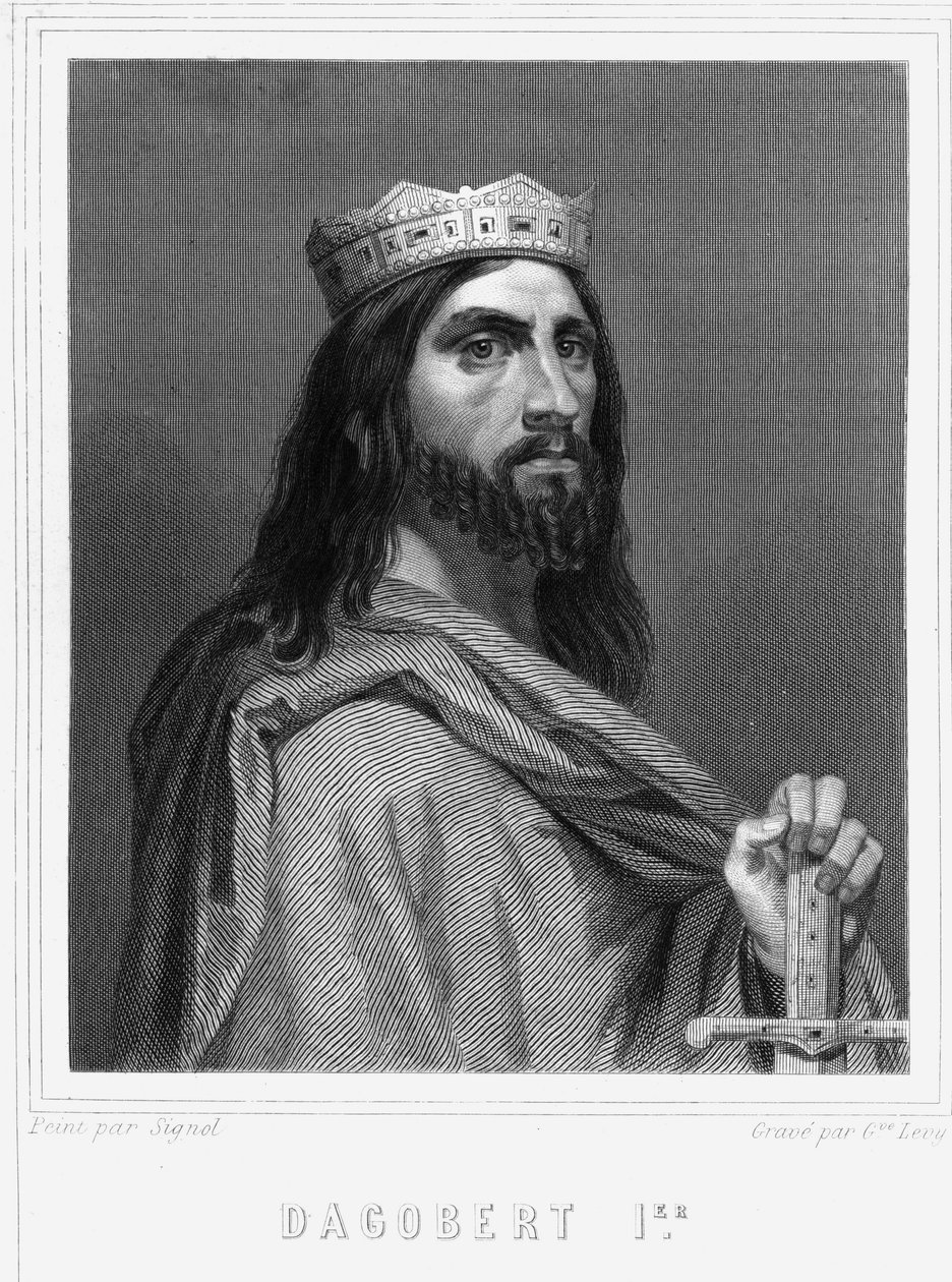 Portrét Dagoberta I. (? -?), krále franků - v „” Histoire des Français”” od Lavallée, rytina, sd. od Unknown artist