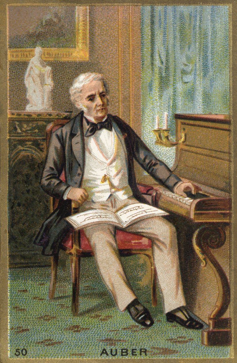 Portrét Daniela Françoise Esprita Aubera (1782-1871), francouzského skladatele. Chromolitografie 19. století. od Unknown artist