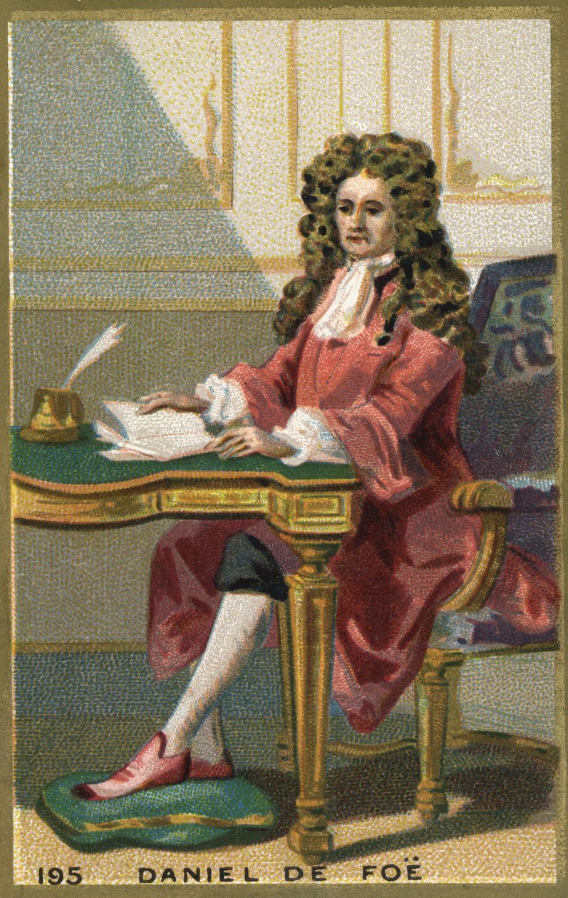 Portrét Daniela de Foe nebo Defoe (1660 - 1731), anglický básník, romanopisec a novinář. Chromolitografie 19. století. od Unknown artist