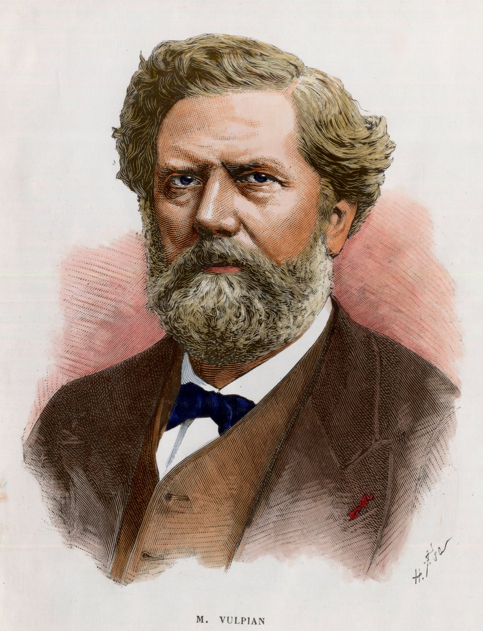 Portrét Edme Felix Alfred Vulpian (1826-1887), francouzský lékař a fyziolog. Rytina 19. století. Soukromá sbírka. od Unknown artist
