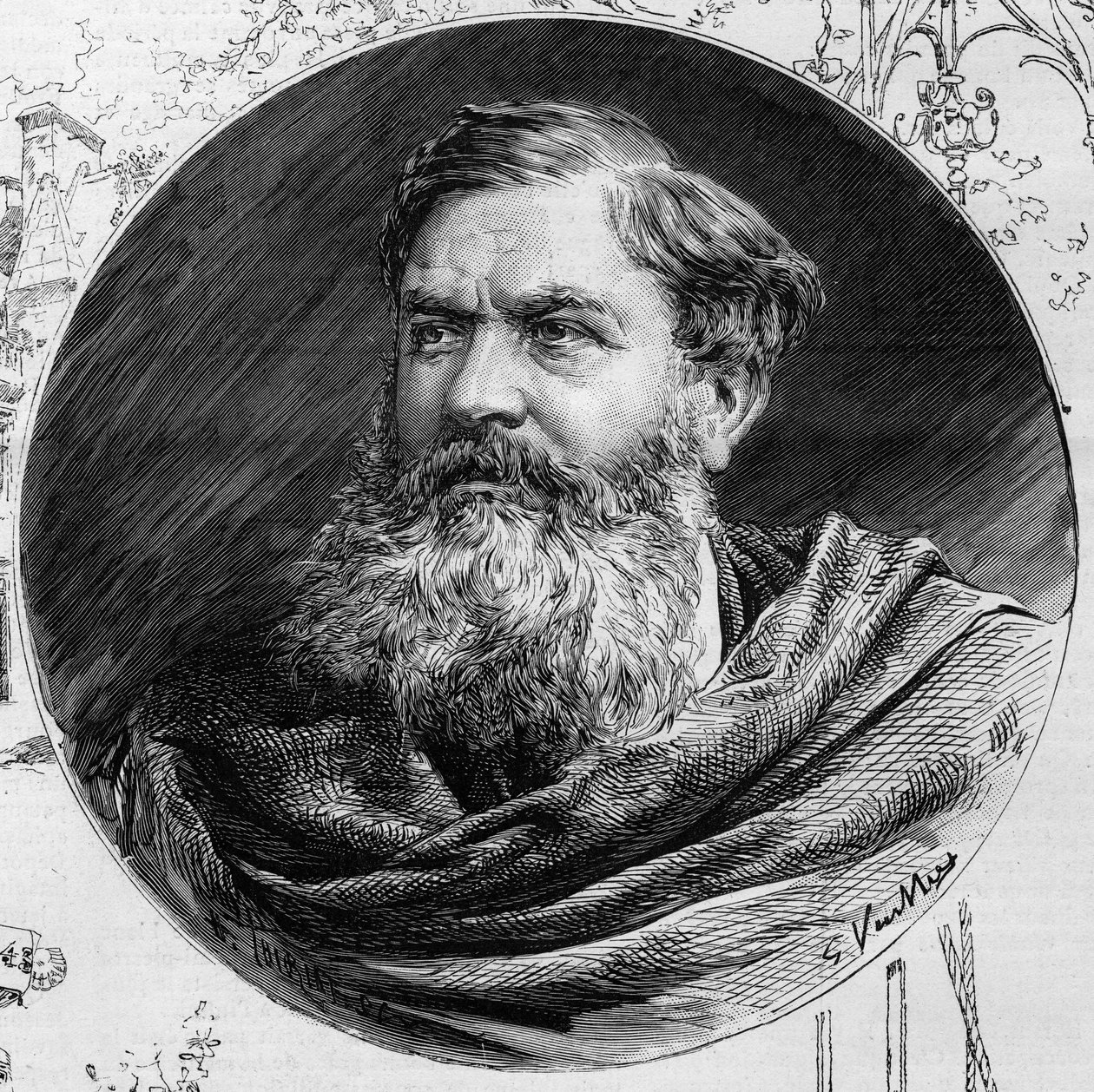 Portrét Edmonda du Sommerarda (1817-1885), ředitele Musee de Cluny, In „The Illustrous World““ 1885. od Unknown artist