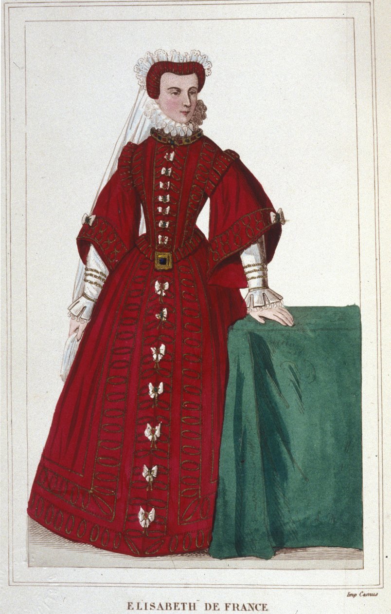 Portrét Alžběty Francouzské 1545 - 1568 Dcera Jindřicha II. a Kateřiny Medicejské (Caterina de Medici) rytina z roku 1830 od Unknown artist