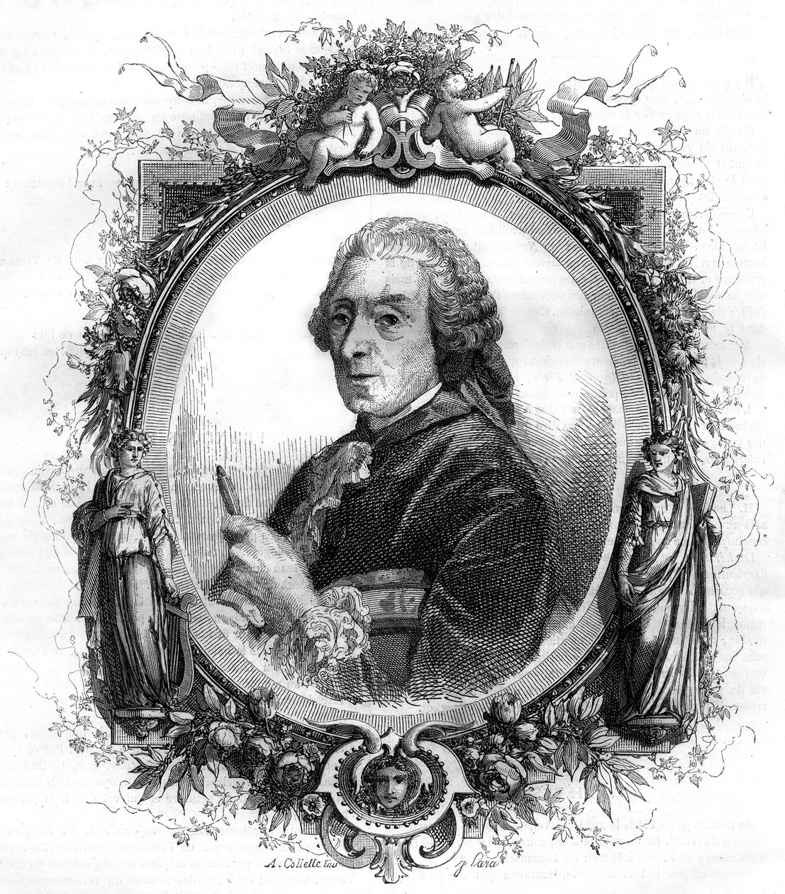 Portrét anglického malíře Francoise Bouchera (1703-1770) rytina 1858 od Unknown artist