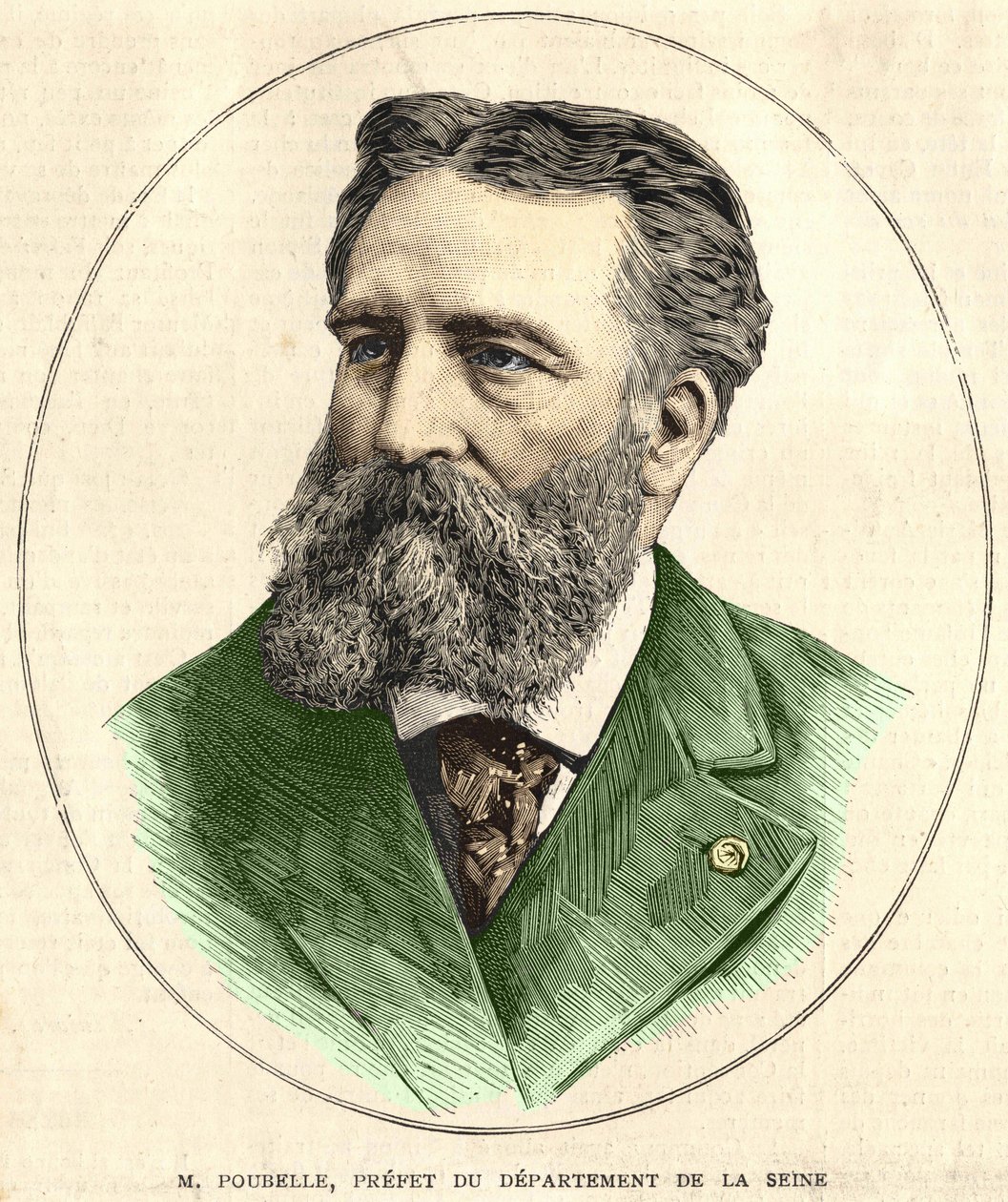 Portrét Eugena Rene Poubelleho (1831 - 1907), francouzského státního úředníka a prefekta Seiny. Kol. Bianchetti. od Unknown artist