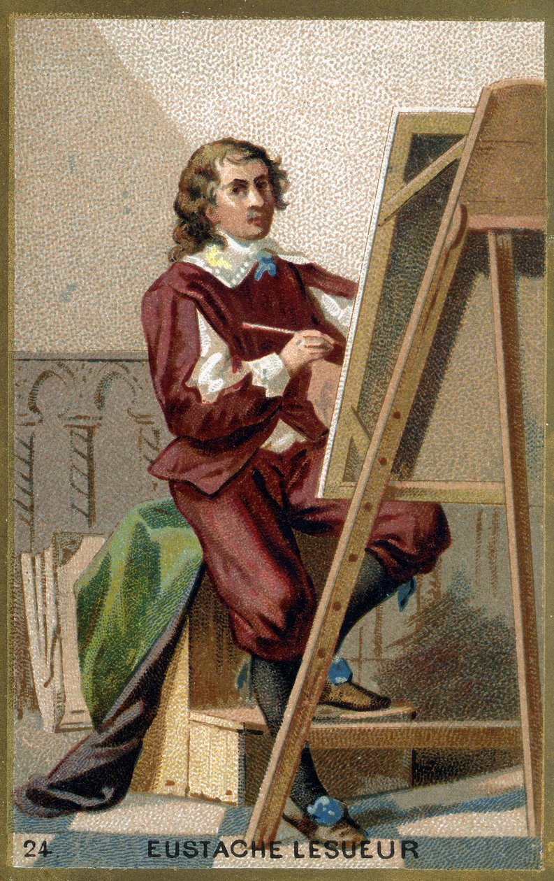Portrét Eustache Le Sueur (1617 - 1655), francouzského malíře, designéra a dekoratéra. Chromolitografie 19. století. od Unknown artist