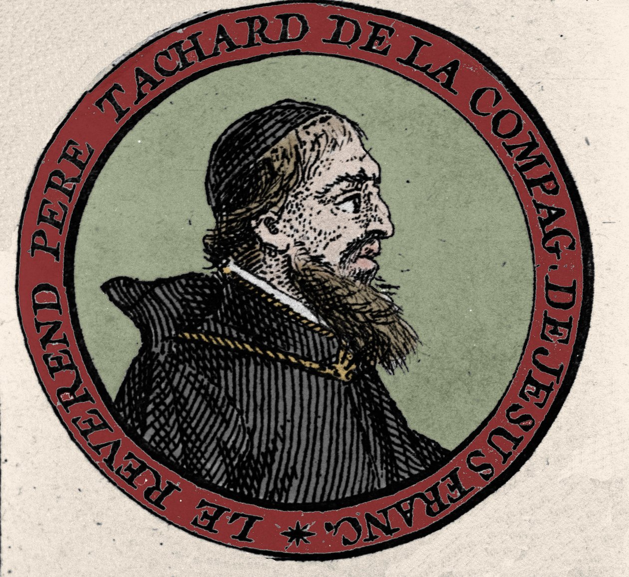 Portrét otce Guye Tacharda, misionáře v Siamu v roce 1685. Rytina z atlasu 17. století od Unknown artist