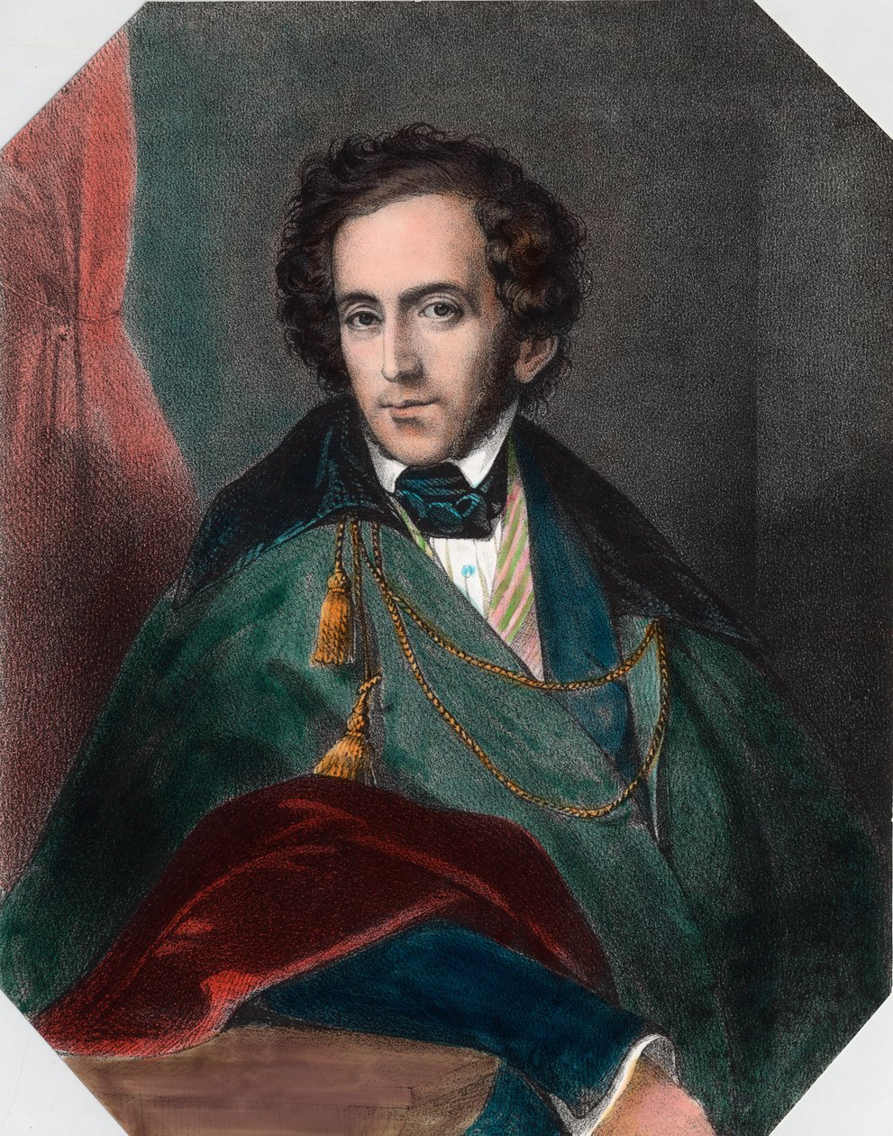 Portrét Felixe Mendelssohna (1809 - 1847), německého dirigenta a skladatele. Rytina 19. století. Soukromá sbírka. od Unknown artist
