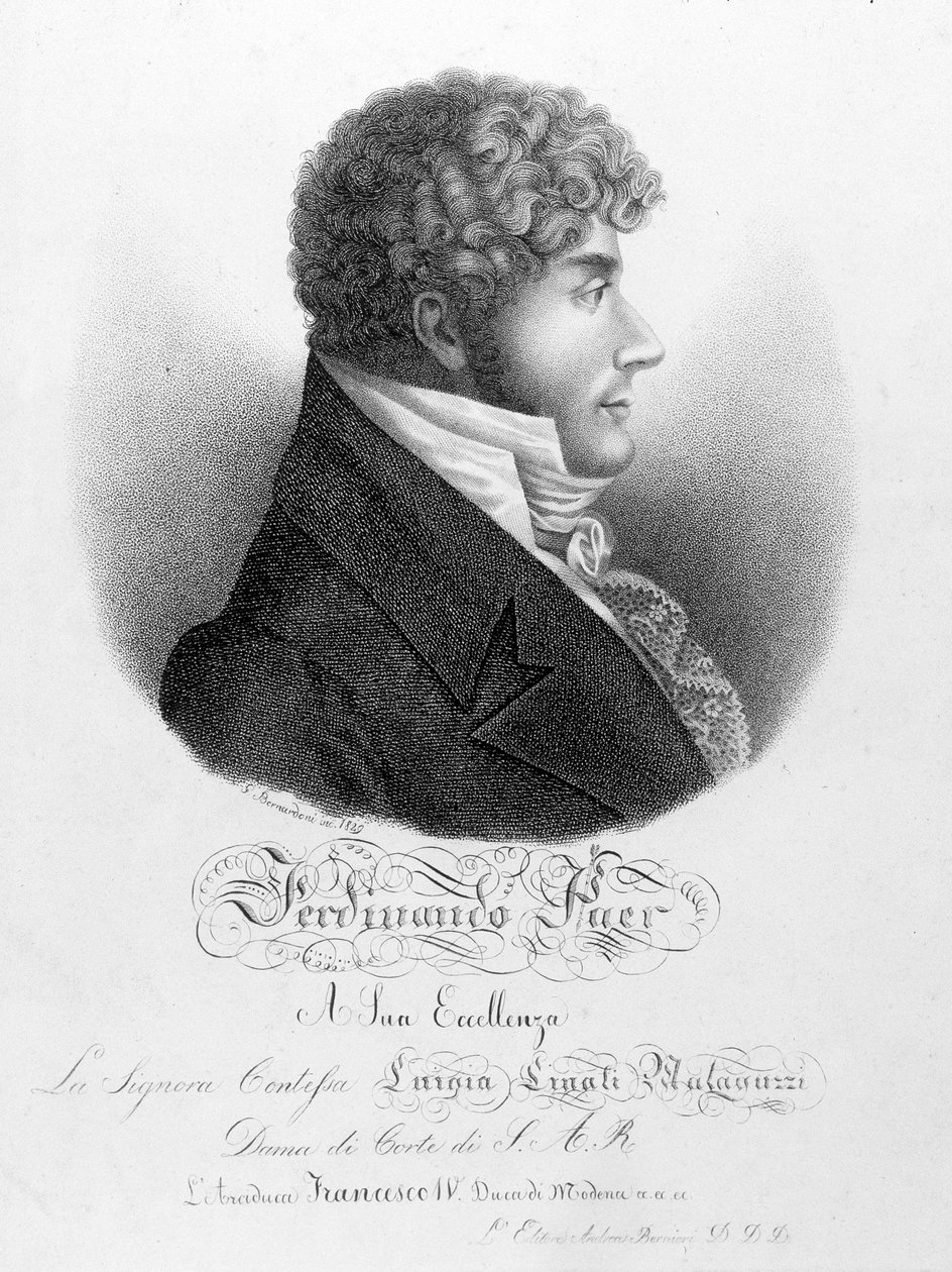 Portrét Ferdinanda Paera (1771 - 1839). Byl kaplovým mistrem Napoleona I. a poté ředitelem Opery Comique. od Unknown artist