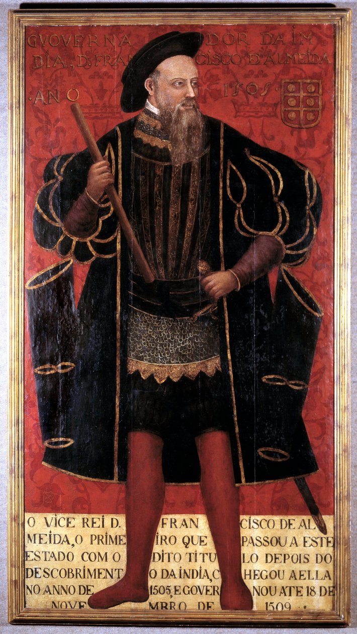 Portrét Francisca De Almeidy (1450-1510), vojáka průzkumníka a prvního vicekrále Indie. Anonymní malířství 16. století. Lisabon, Musee National D