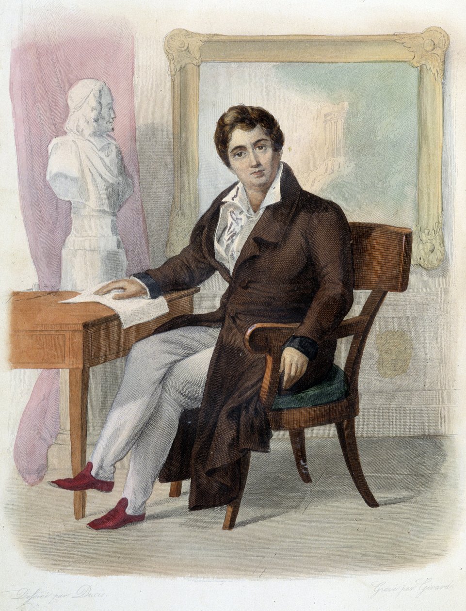Portrét Francois-Josepha (Francois Joseph) Talma (1763-1826), francouzský komik. v Ed. Mennechet, "" Francouzský Plutarch "" od Unknown artist
