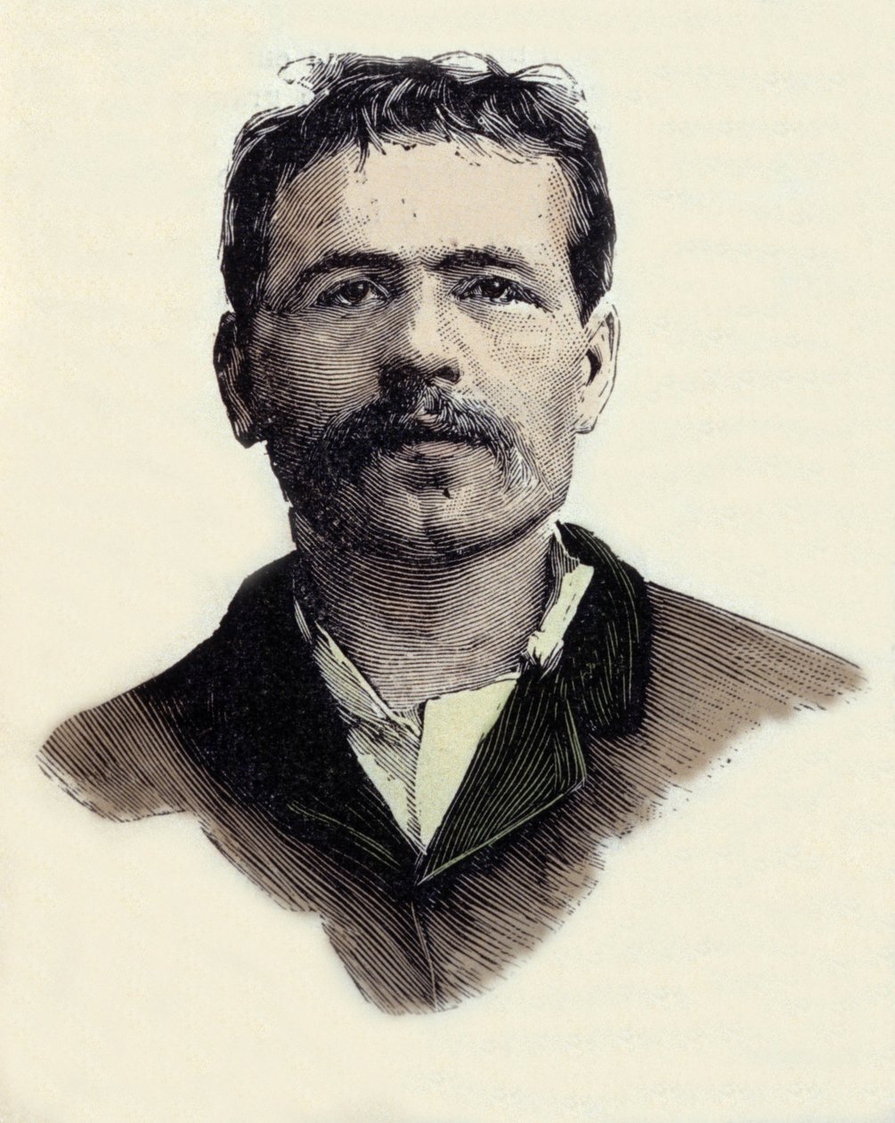 Portrét Francoise Claudia Koenigsteina (1859-1892), francouzského anarchistického teroristického aktivisty. Rytina 19. století od Unknown artist