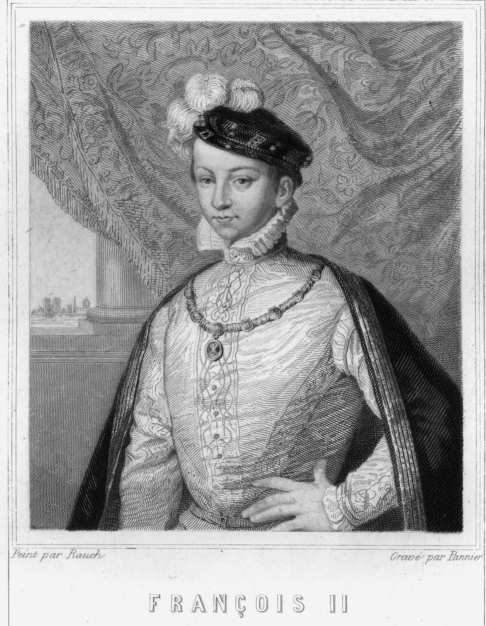 Portrét Františka II. (1544 - 1560), francouzského krále - v „Histoire des Français““ od Lavallée, rytina, sd. od Unknown artist