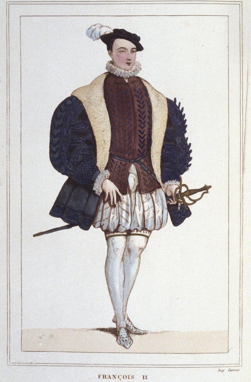 Portrét Františka II. (1544 - 1560), francouzského krále, rytina z roku 1830 od Unknown artist