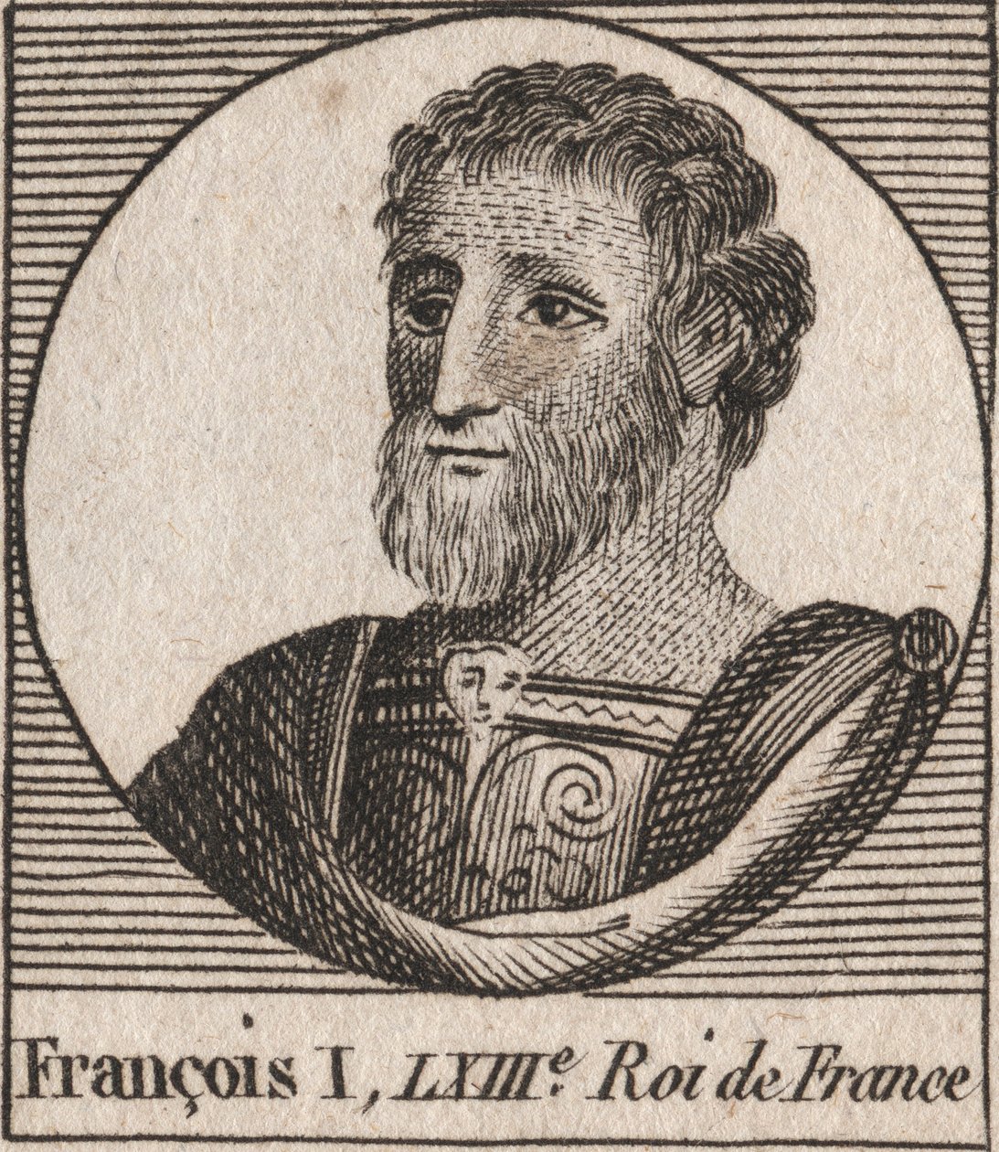 Portrét Františka I. (1494 - 1547), krále Francie - František I., král Francie - rytina z „Instruction sur l