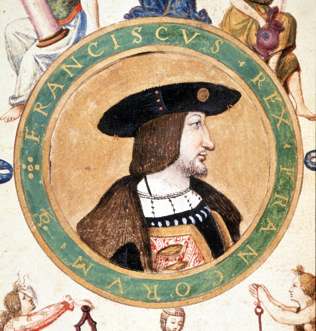 Portrét Františka I., miniatura ze 16. století. od Unknown artist