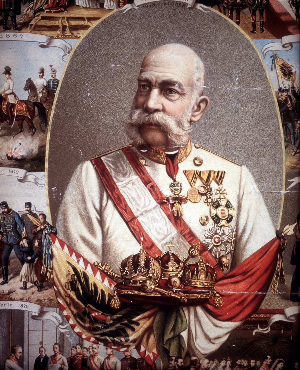 Portrét Františka Josefa I. (1830 -1916). Rakouský císař a uherský král. chromolitograf z konce 19. století. od Unknown artist