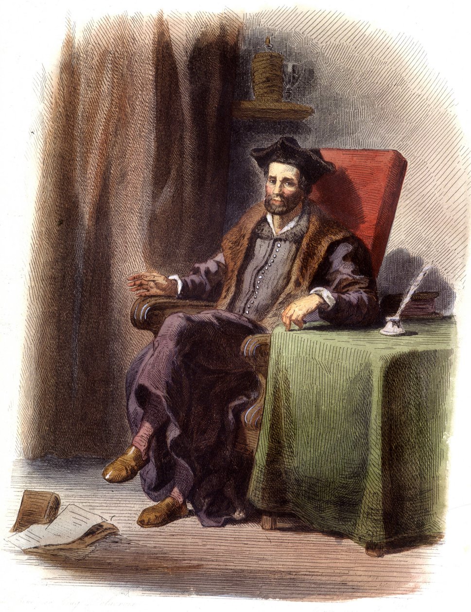 Portrét Françoise Rabelaise sedícího (1483-1553) - v „“Le Plutarque francais“, Ed. Mennechet od Unknown artist