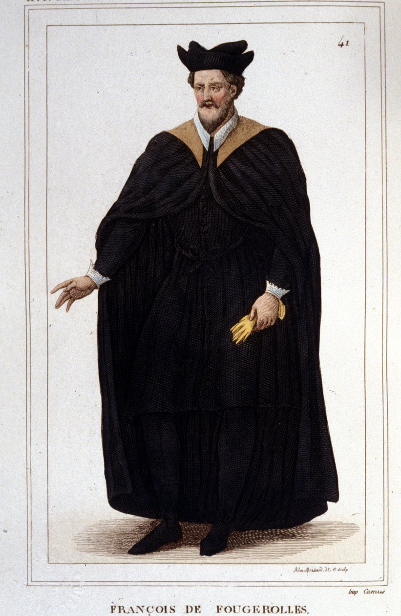 Portrét Françoise de Fougerolles, latinista, doktor medicíny. Žil v 16. století. Rytina z roku 1830. od Unknown artist
