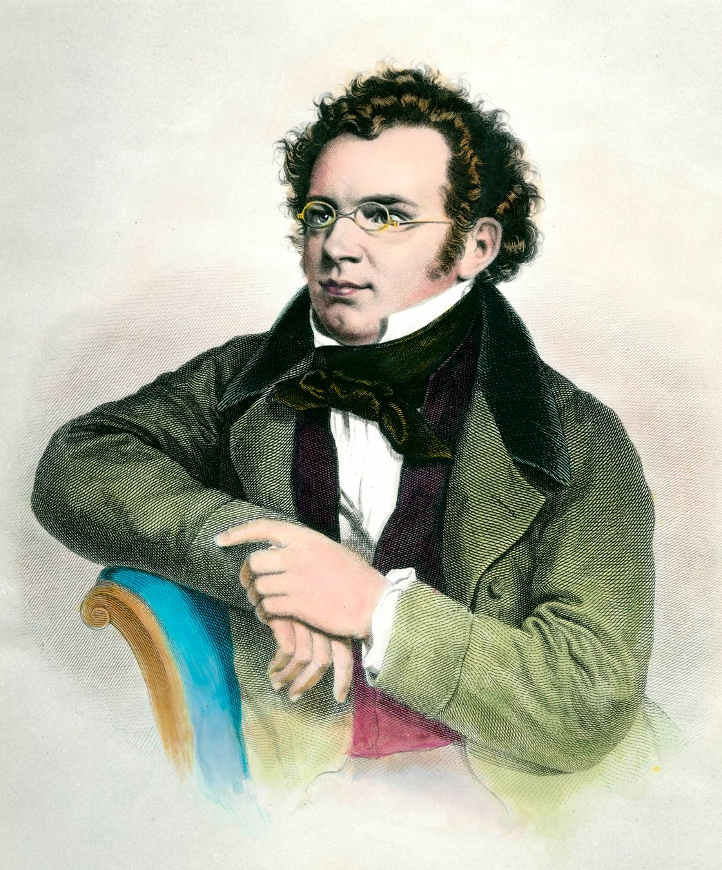 Portrét Franze Schuberta (1797-1828), rakouského skladatele. Rytina 19. století. Soukromá sbírka od Unknown artist