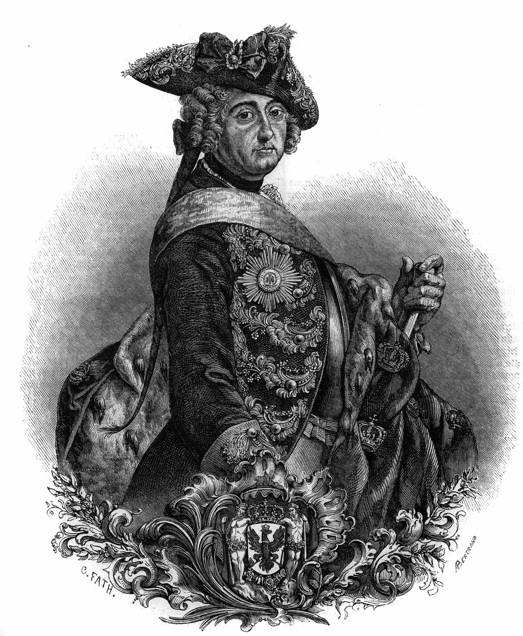 Portrét Fridricha II. (1712-1786), pruského krále, známého jako Fridrich Veliký. od Unknown artist